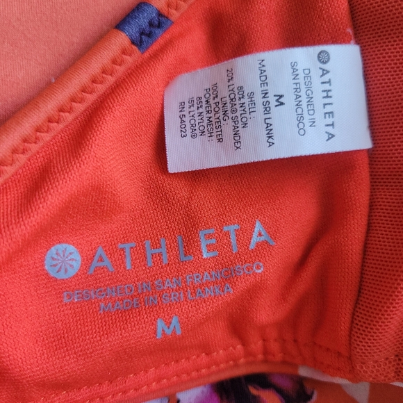 Athleta Floral Halter Bikini Set M Top L Bottom Coral Tropical Swim - Picture 12 of 13